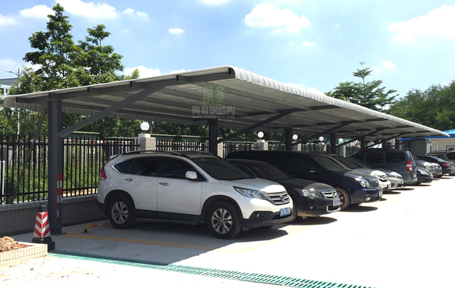 深圳简易钢结构停车棚-钢结构汽车棚-钢结构停车场-钢结构车库