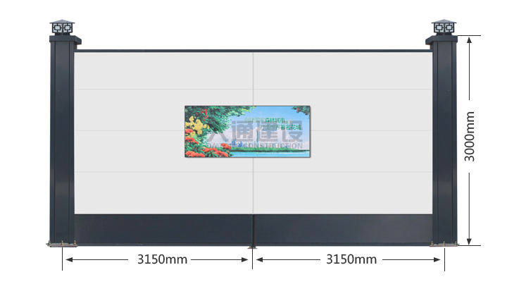 3米高A类围挡半龙骨款-新型钢结构烤漆围挡-建筑工程围挡